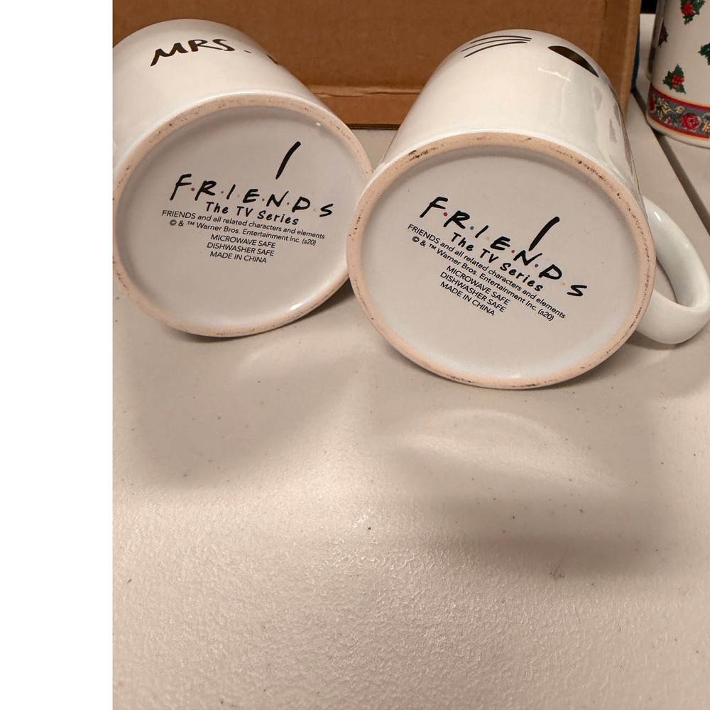 Friends T.V. Series Mr. Rachel Whiskers & Mrs. Ross Mustache Dbl-sided Mugs 2pc - Picture 5 of 9
